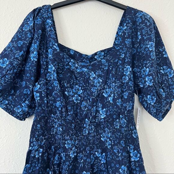 Old Navy Puff-Sleeve Waist-Defined Floral-Print Smocked Mini Dress Size XS - Picture 8 of 9